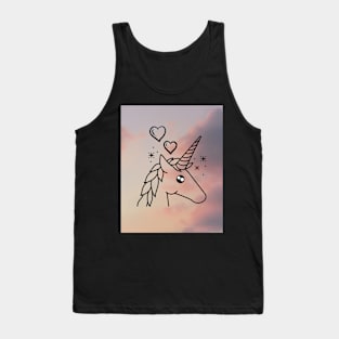 Unicorn With Pink Sky & Clouds Tank Top